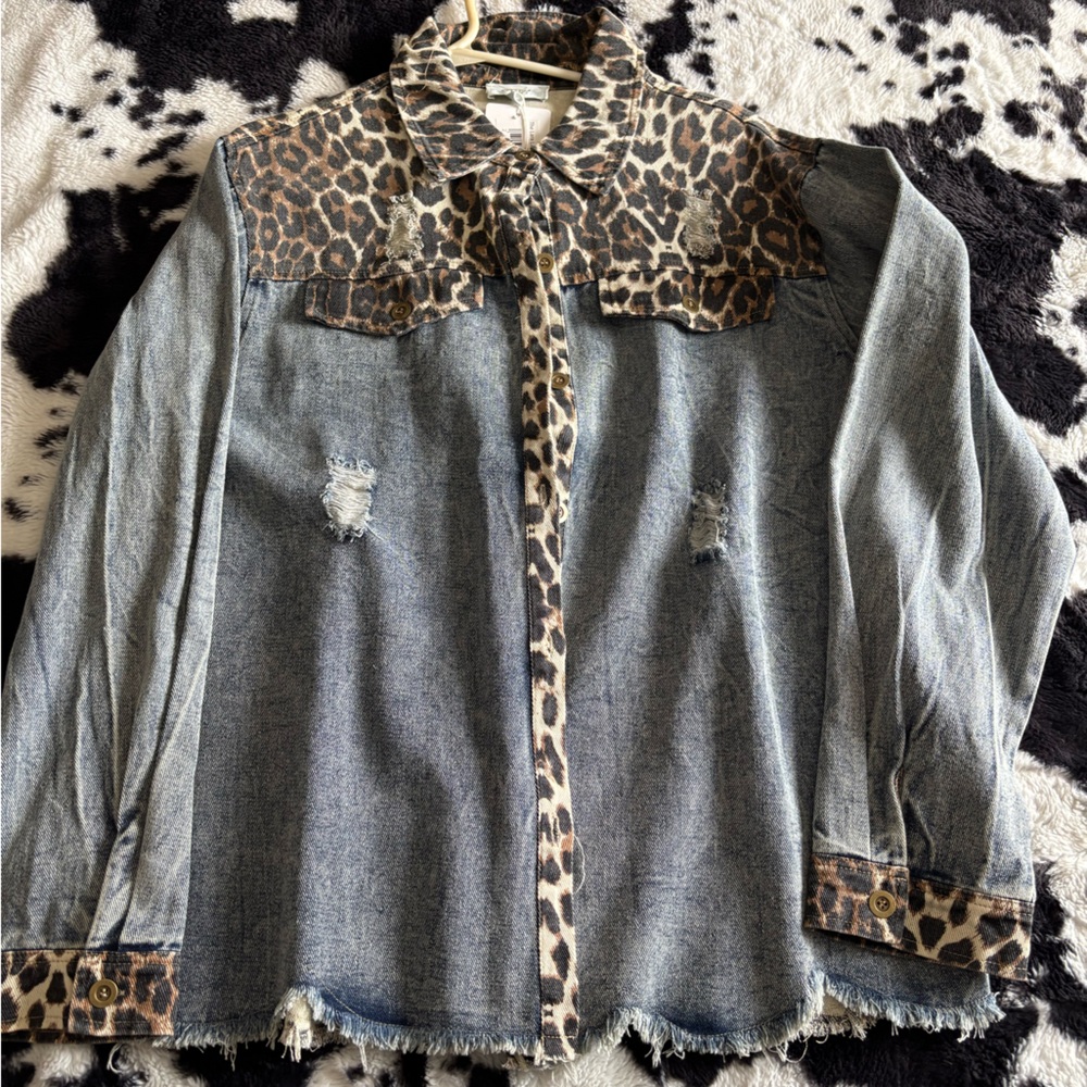 Cheetah print Jean jacket